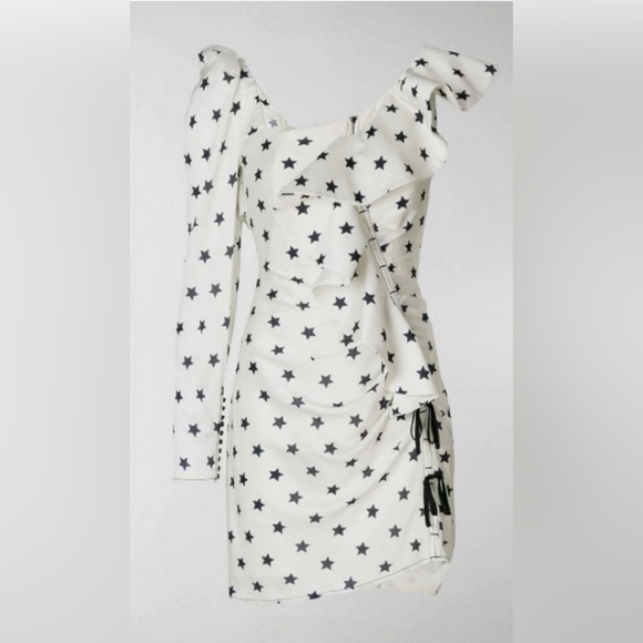 Self-Portrait Cream and Black Star Midi Dress - Picture 4 of 13